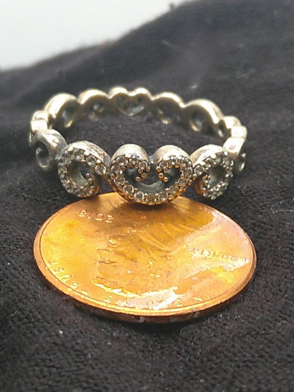 Vintage Sterling Silver Marcasite Scroll Band Sz 7